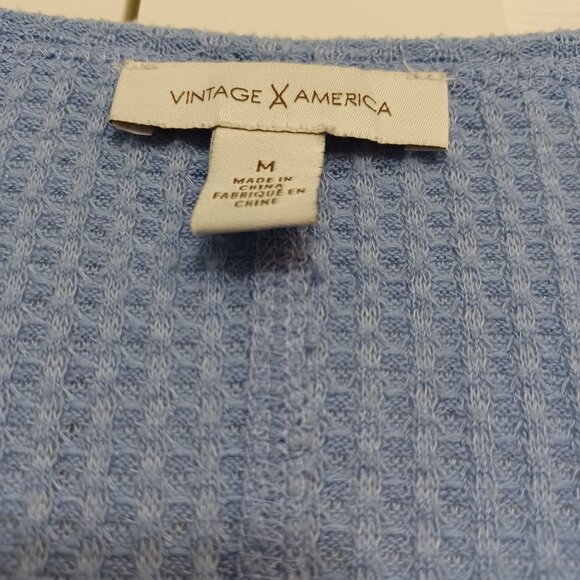Vintage America Blue Waffle Knit‎ Thermal Tee Medium - Picture 6 of 9